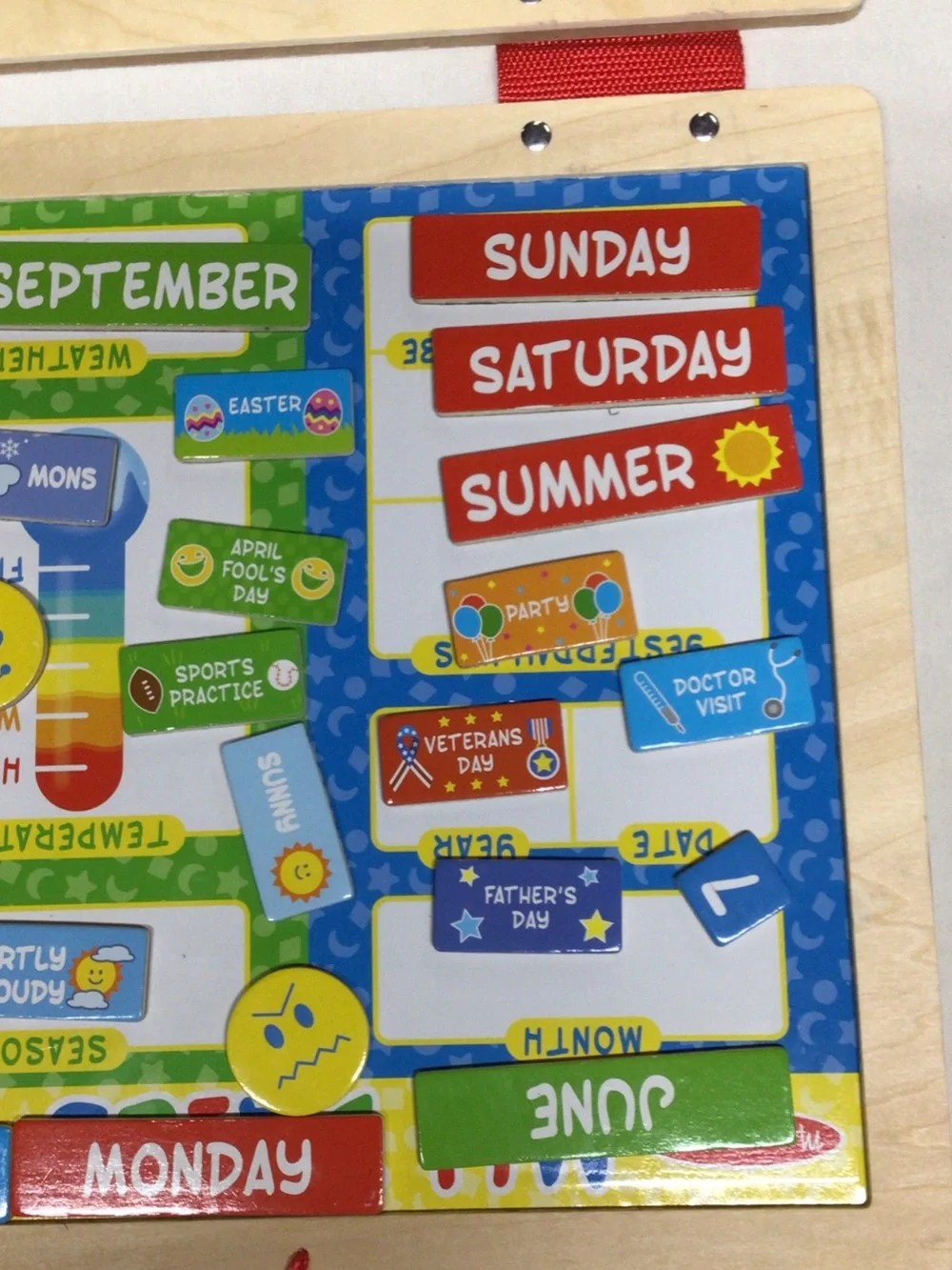 Melissa & Doug Magnetic Daily Calendar - Yellow with Red Accents